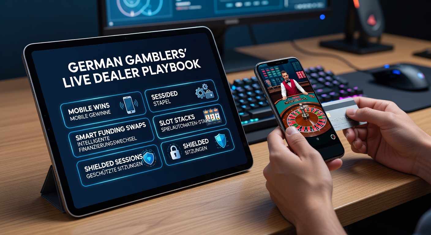 Deutscher Spieler am Smartphone mit Live-Dealer-Tisch, mobile Casino-App im Vordergrund
