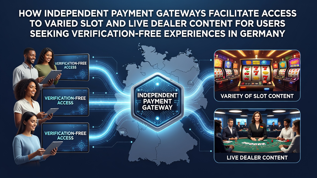 Illustration unabhängiger Zahlungsgateways die den Zugang zu Slot- und Live-Dealer-Spielen in deutschen Casinos erleichtern