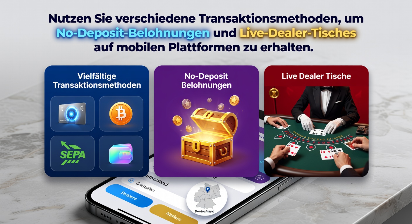 Mobile Plattformen in Deutschland mit vielfältigen Zahlungsoptionen für No-Deposit-Boni und Live-Dealer-Tische